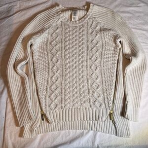 Michael Kors Cotton Side Zip Sweater, Oatmeal